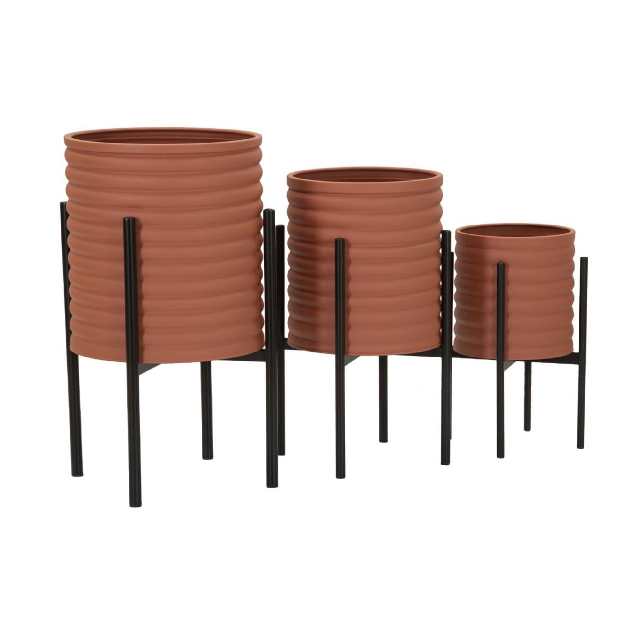 Voir la diapositive 2 : Paris Prix Lot de 3 cache-pots sur pied  milly  56cm brique