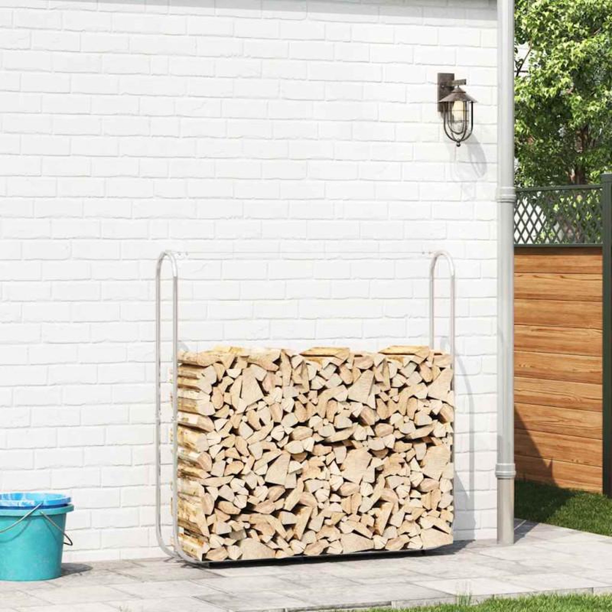 Voir la diapositive 3 : VIDAXL Portant de bois de chauffage avec fil d acier acier galvanisé