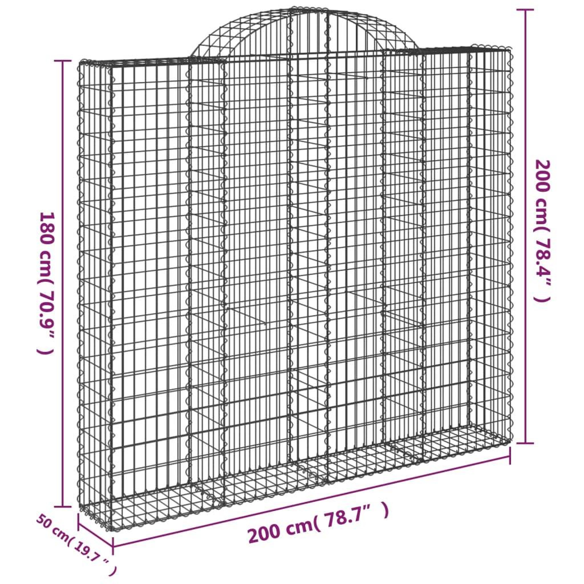 Voir la diapositive 6 : VIDAXL Paniers a gabions arques 11 pcs 200x50x180/200 cm Fer galvanise