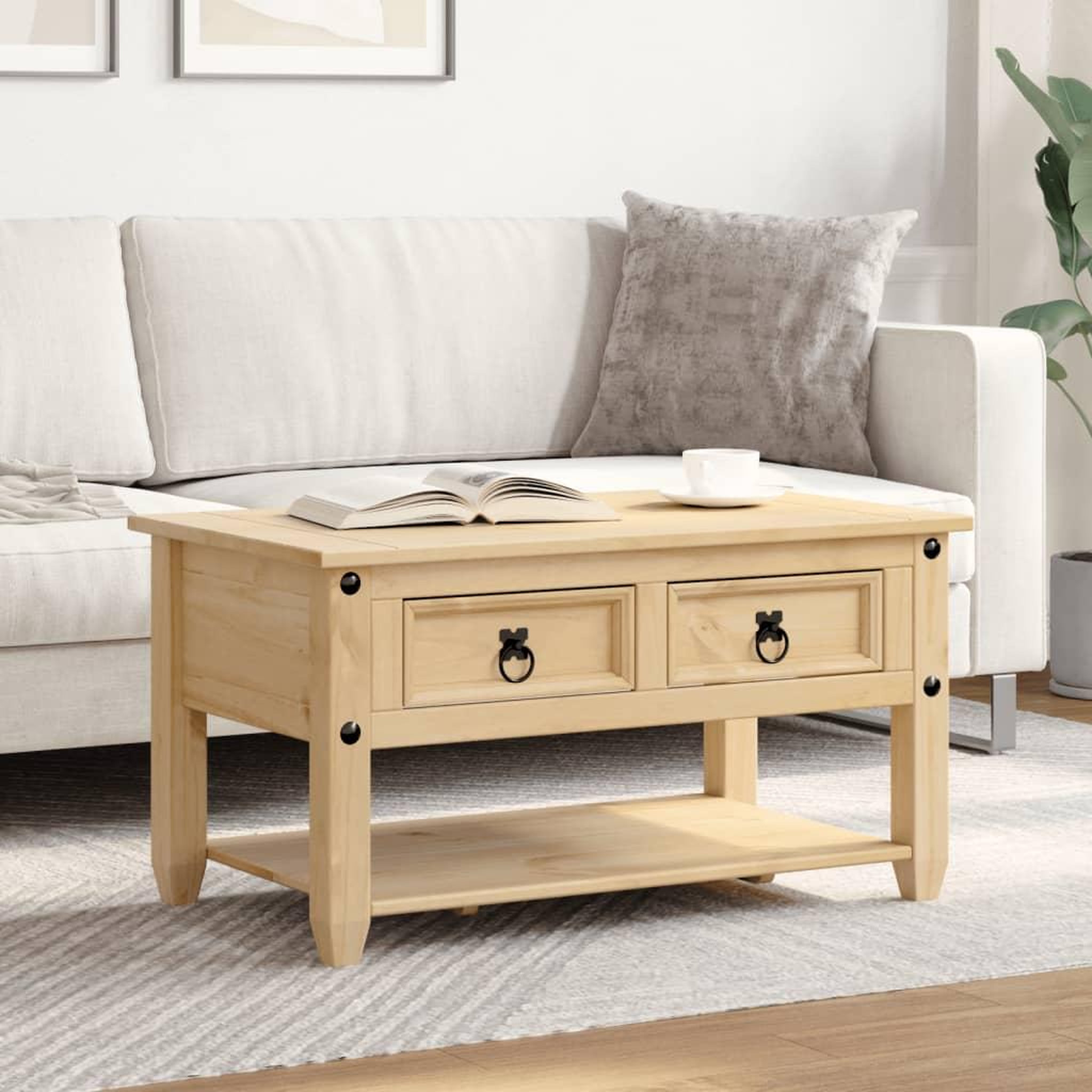 Voir la diapositive 3 : VIDAXL Table basse avec tiroirs  85x50x45 cm bois de pin massif