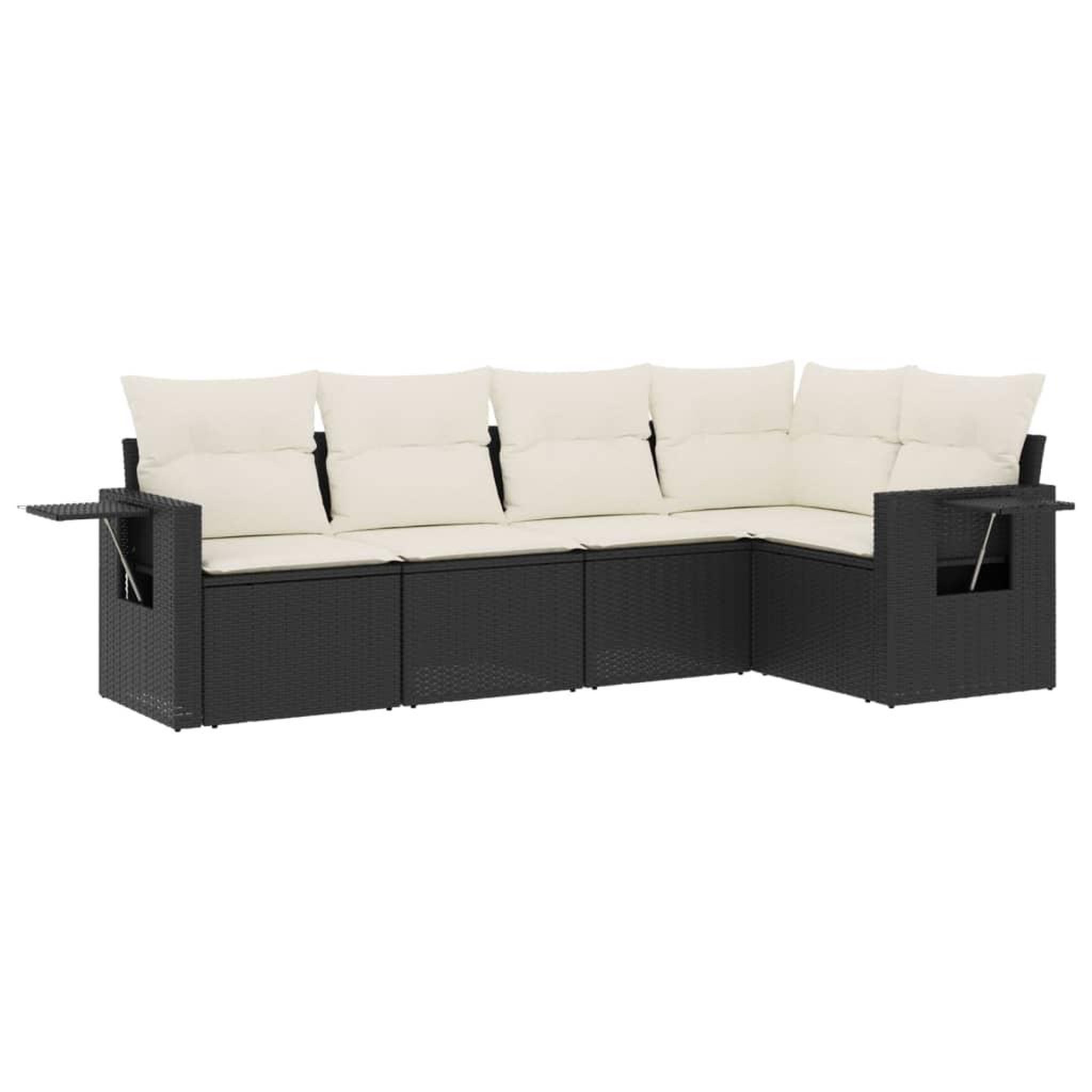 Voir la diapositive 2 : VIDAXL Salon de jardin 5 pcs avec coussins noir resine tressee