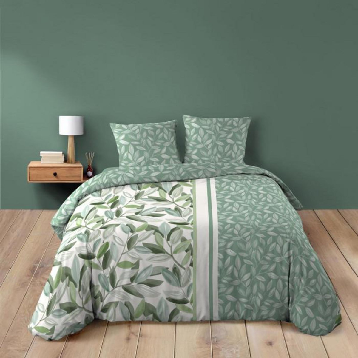 Paris Prix Parure de Lit 3 Pièces  Eleonore  240x220cm Vert