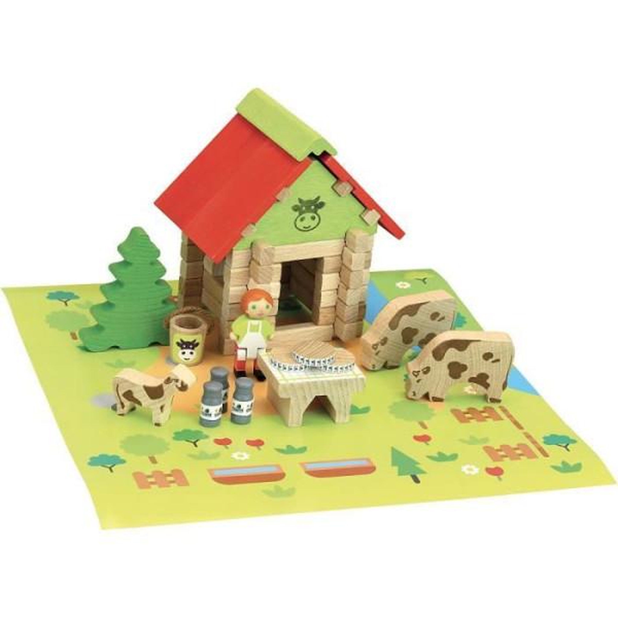 JeuJura Jeu de construction en bois - JEUJURA - La Maison du Comte - 50 pieces - Rouge - Multicolore - Mixte