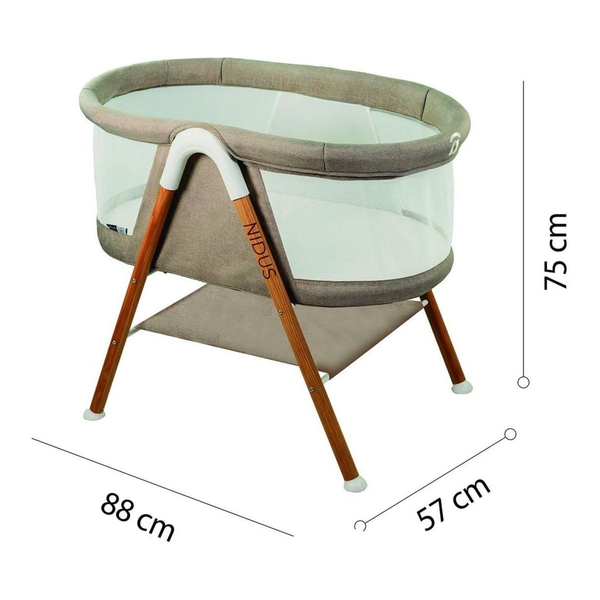 Asalvo Mini Lit Nidus en Beige et Blanc pour Bébé - Confort et Sécurité