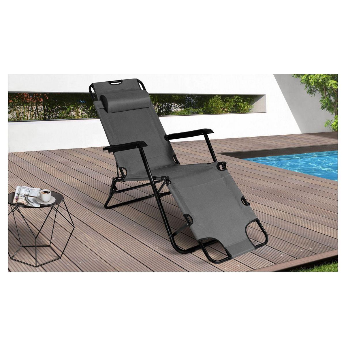 Inkazen Fauteuils relax 2 en 1 gris - Lot de 2