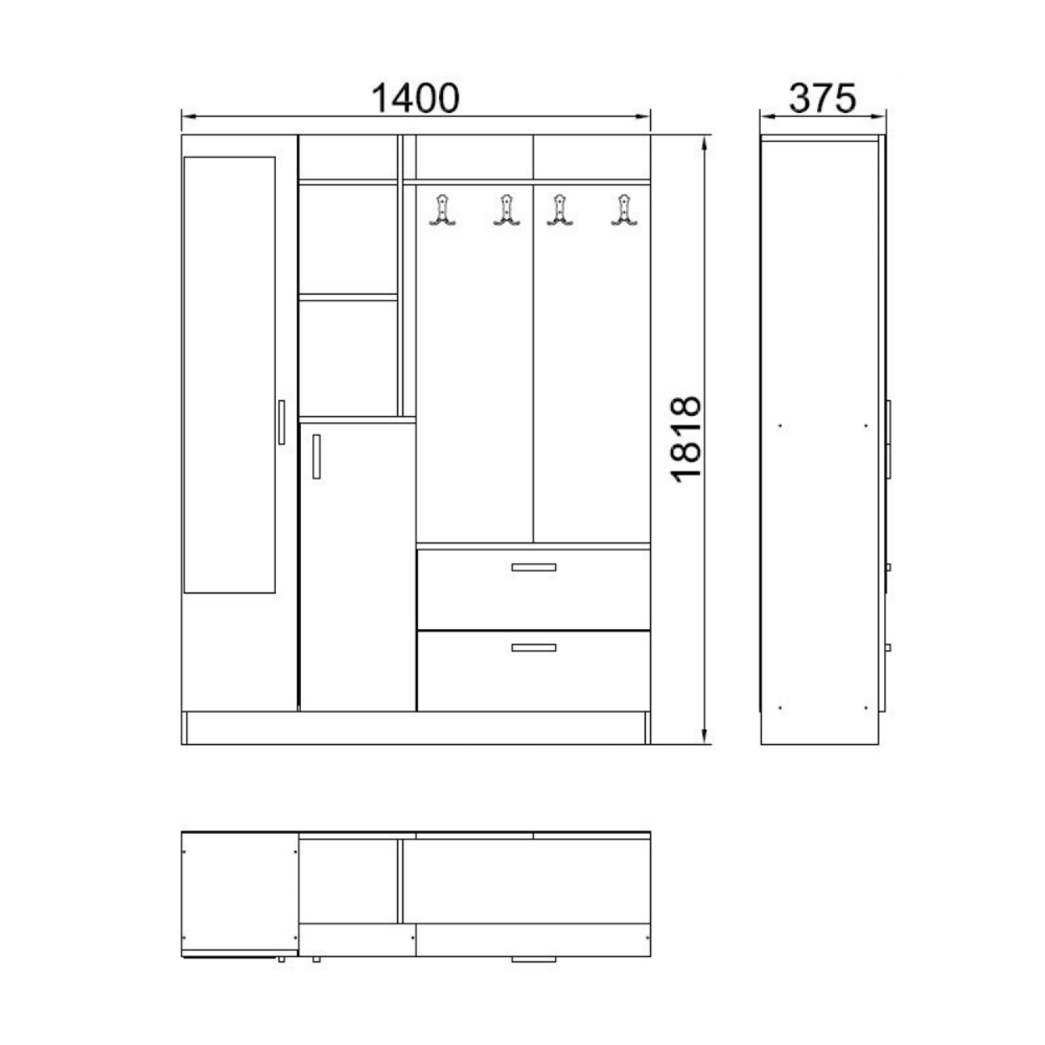 Voir la diapositive 6 : CONCEPT USINE Meuble d'entrée design style scandinave ANKA