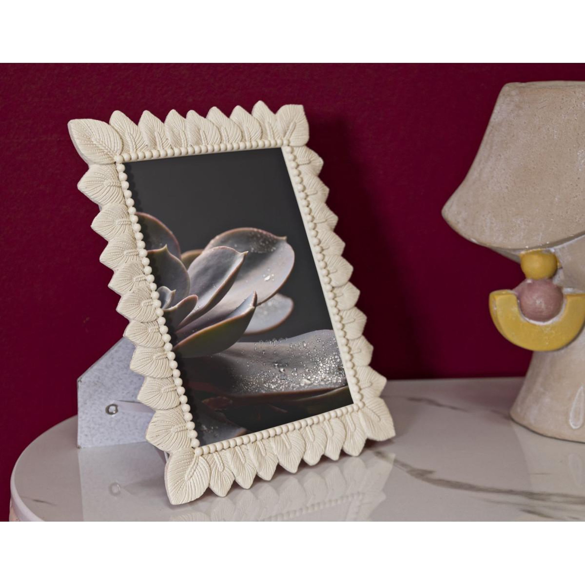 Voir la diapositive 5 : Paris Prix Cadre Photo Déco  Light Leaf  15x20cm Crème
