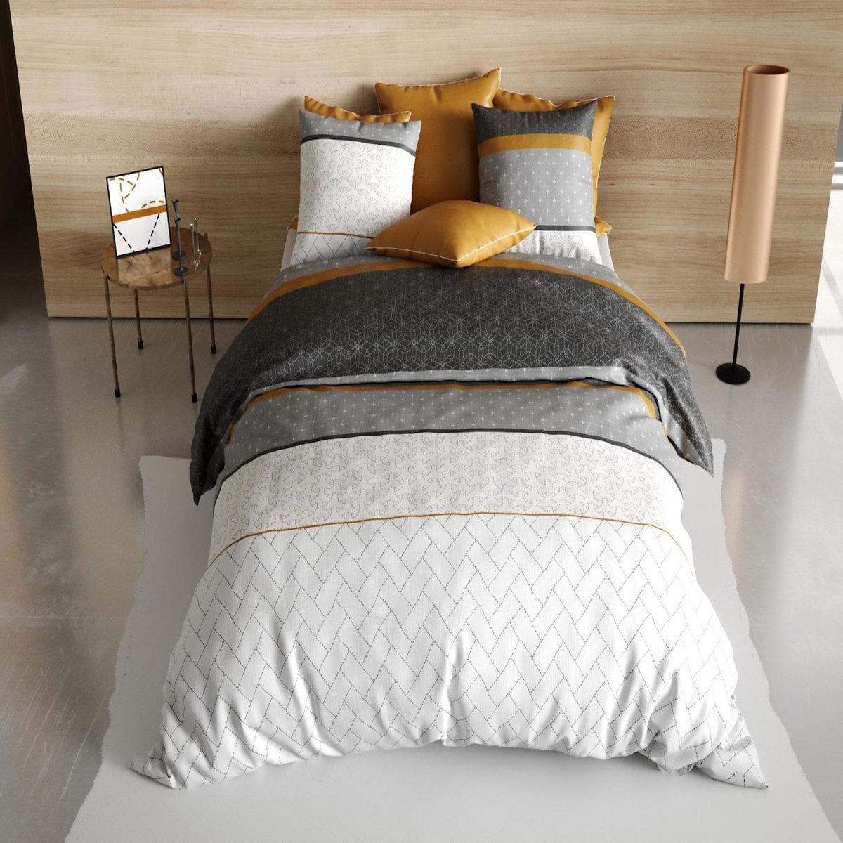 ATELIER DU COTON Parure housse de couette 3pcs 100% coton 57fils -corki