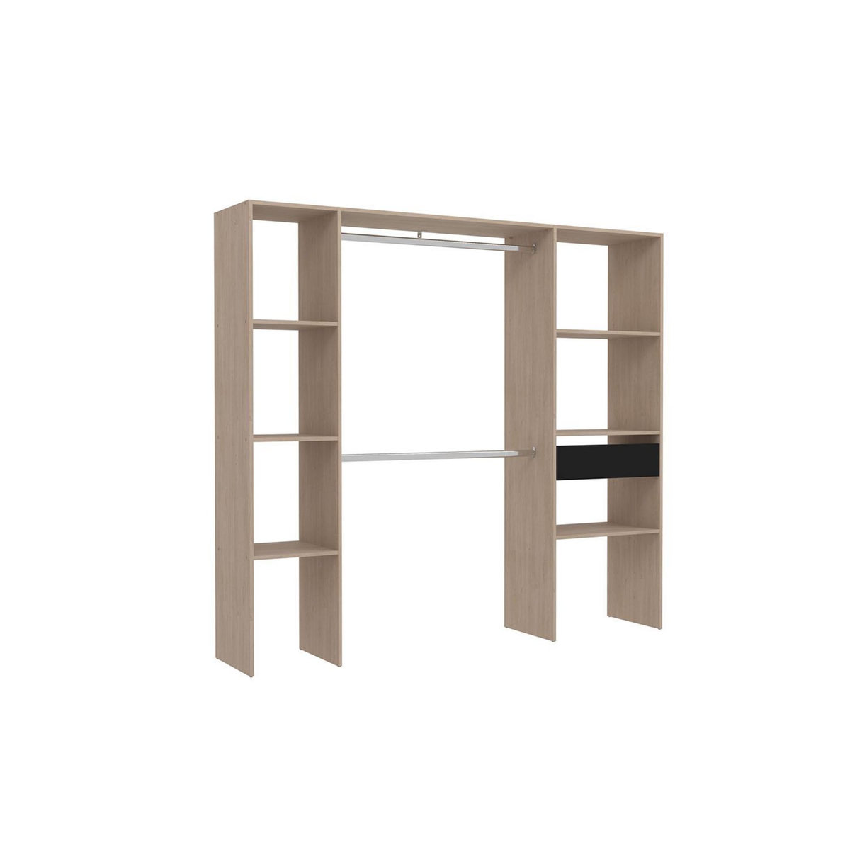 CONCEPT USINE Dressing bois avec 6 étagères, 1 tiroir et 2 penderies : 198 x 40 x 180 cm ELYSEE