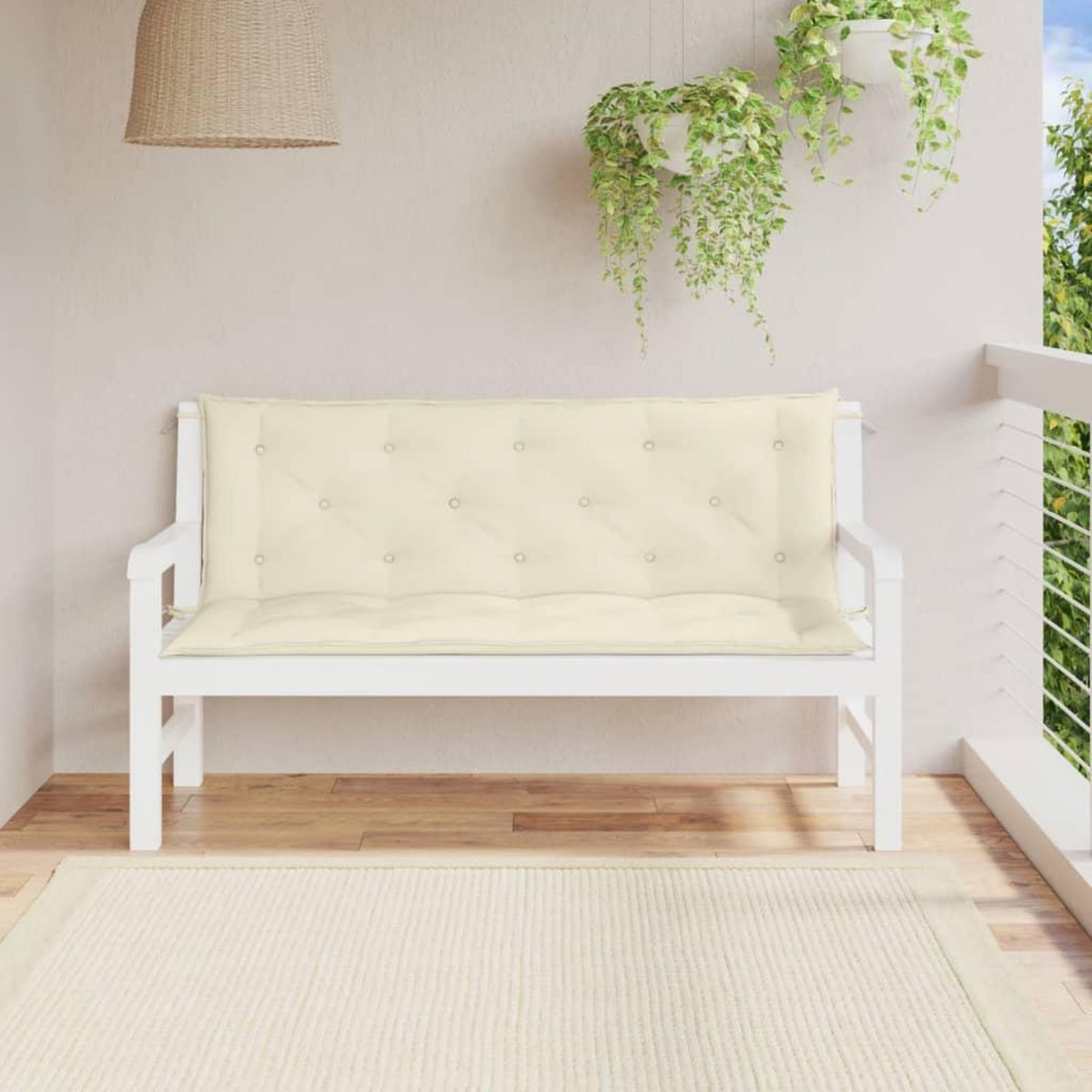 VIDAXL Coussin de banc de jardin blanc creme tissu oxford