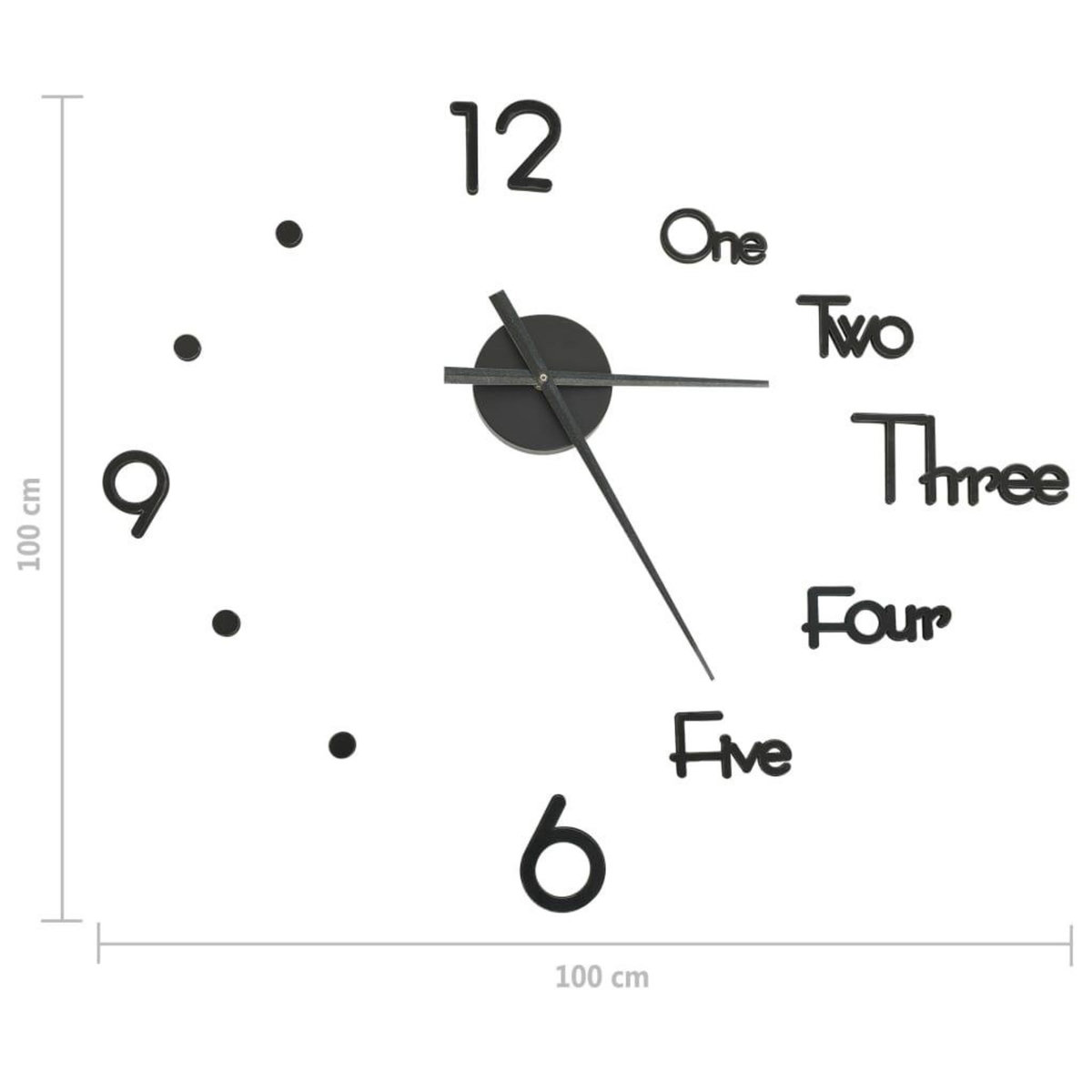 VIDAXL Horloge murale 3D Design moderne Noir 100 cm XXL