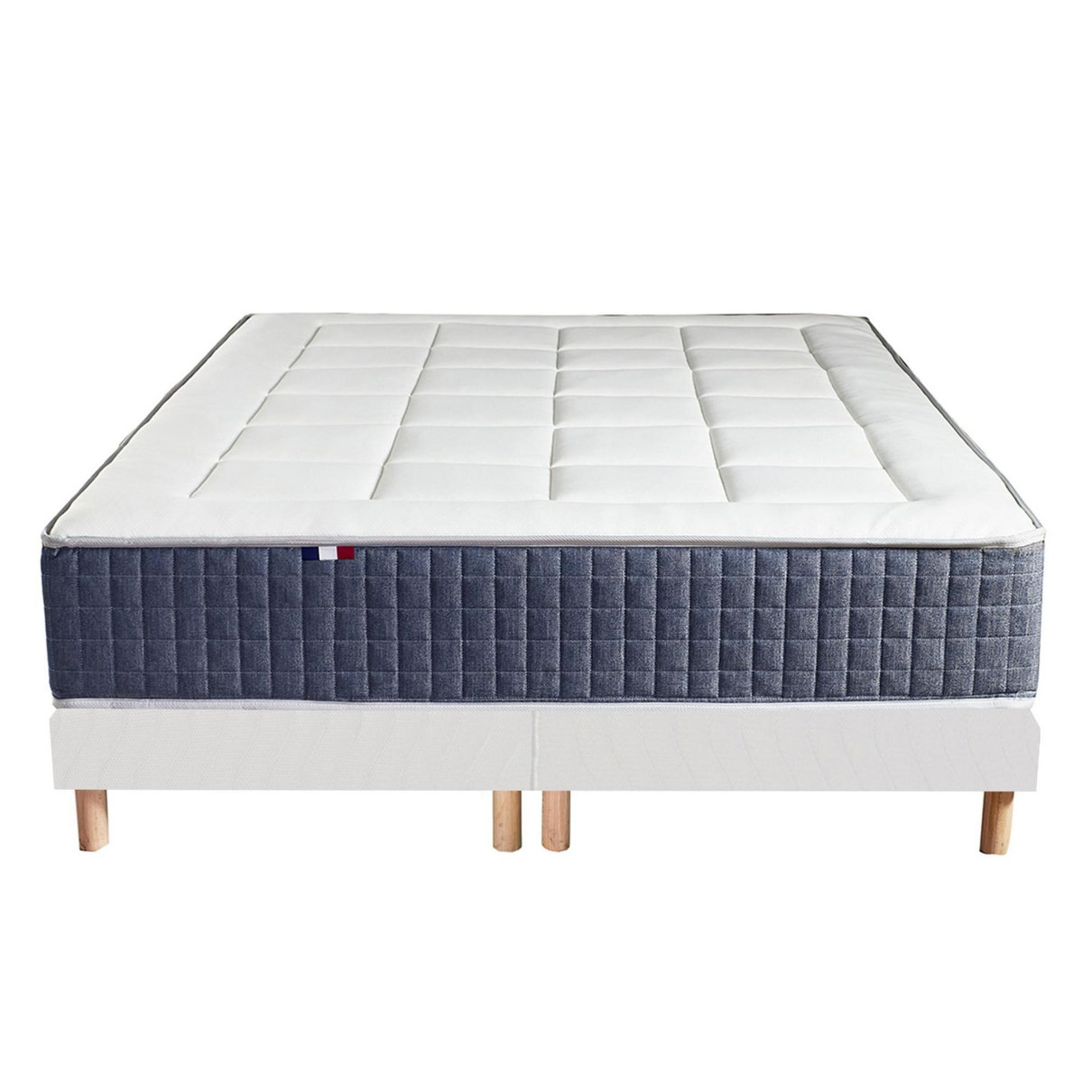 IDLITERIE Ensemble Matelas Ressort 7 zones + Mémoire de forme + Sommier KING STYLE Fabriqué en France