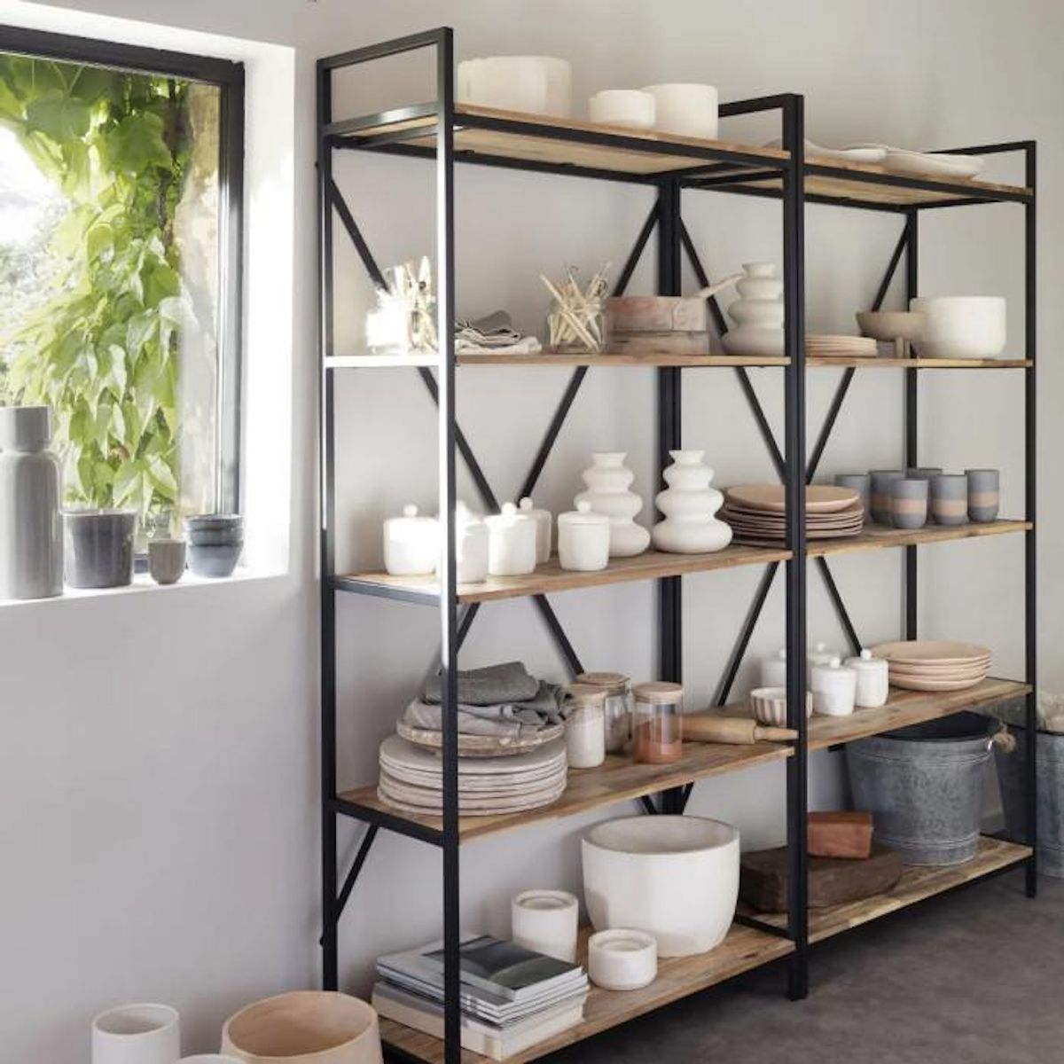 ATMOSPHERA Étagère 5 Niveaux en Bois  Edena  180cm Naturel