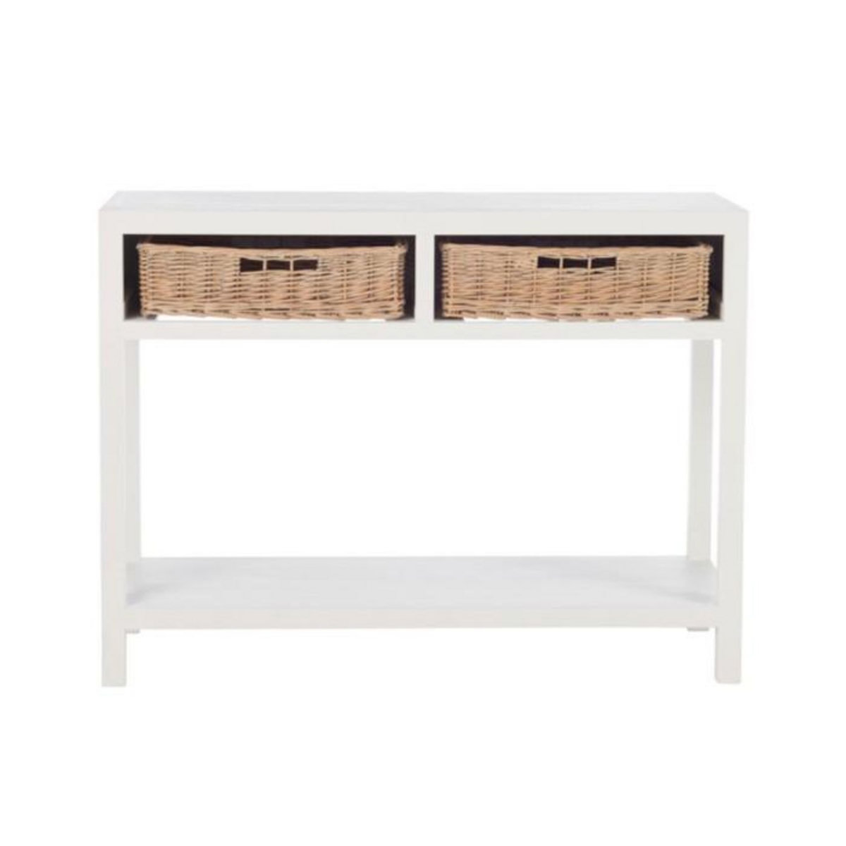 Paris Prix Console en Bois & 2 Paniers  Tonnin  110cm Blanc