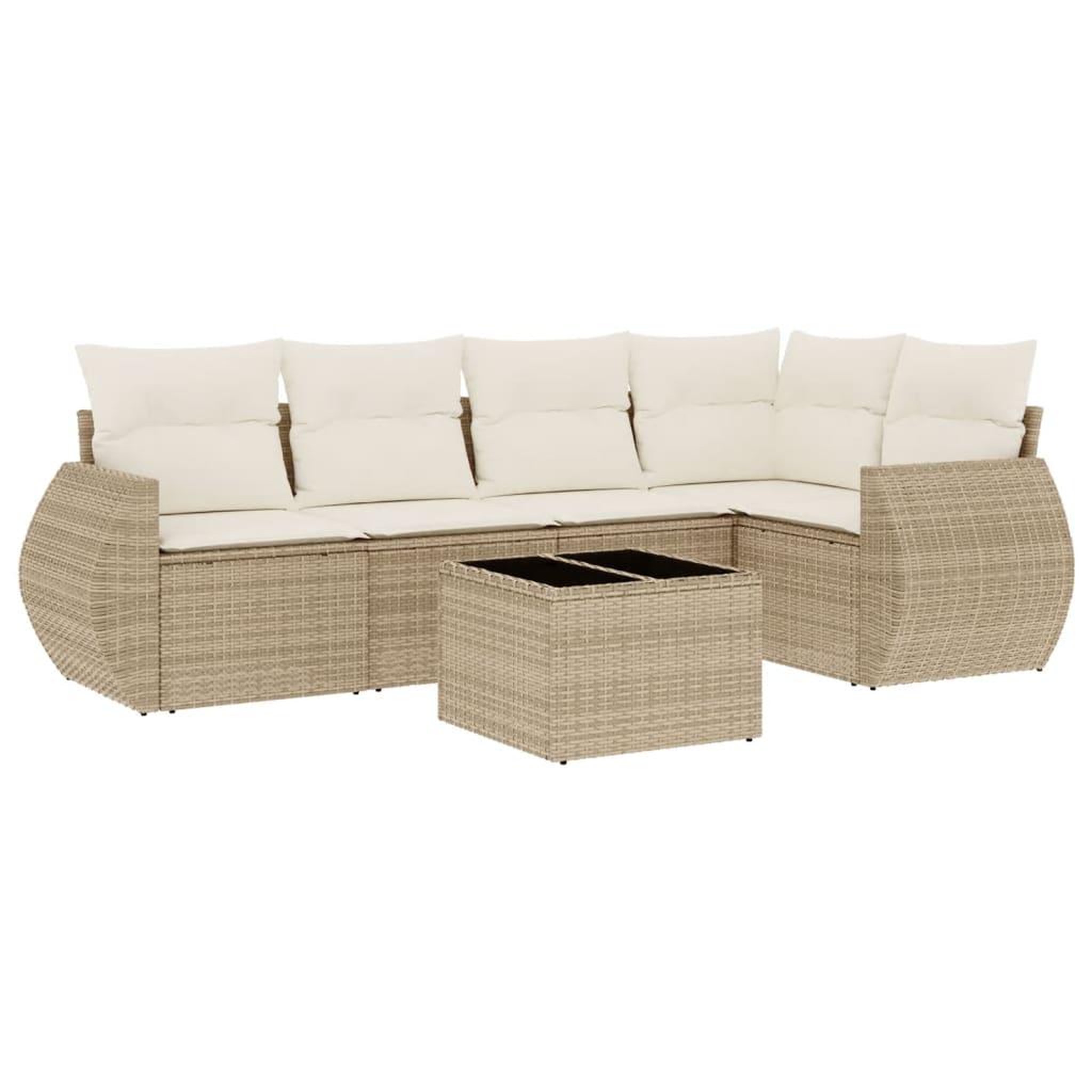 Voir la diapositive 2 : VIDAXL Salon de jardin avec coussins 6 pcs beige resine tressee
