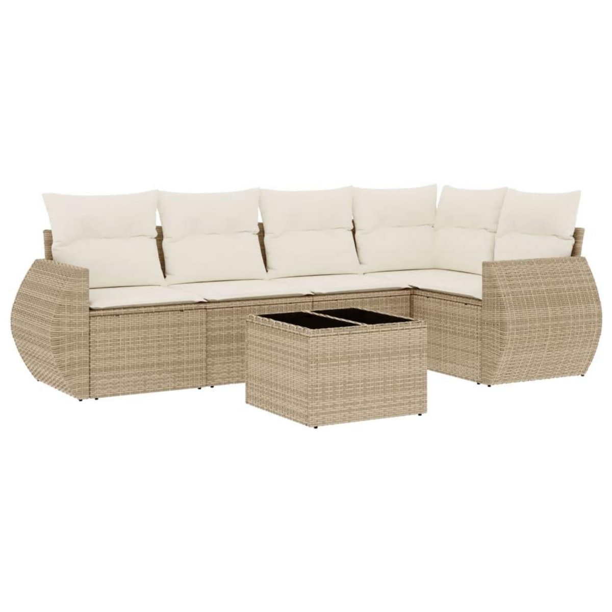 VIDAXL Salon de jardin avec coussins 6 pcs beige resine tressee