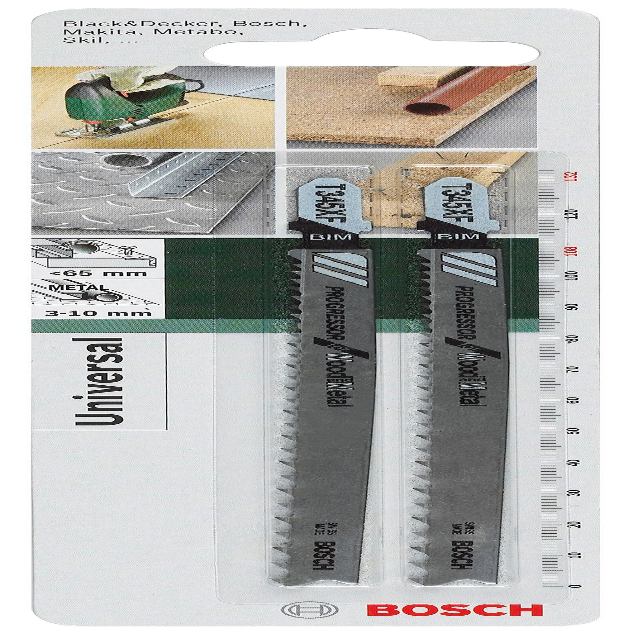 BOSCH Lot de 2 lames coupe multiusage BOSCH T345xf pour bois et clous