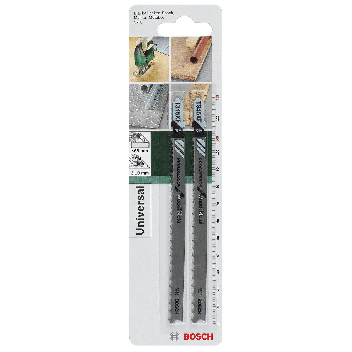 BOSCH Lot de 2 lames coupe multiusage BOSCH T345xf pour bois et clous