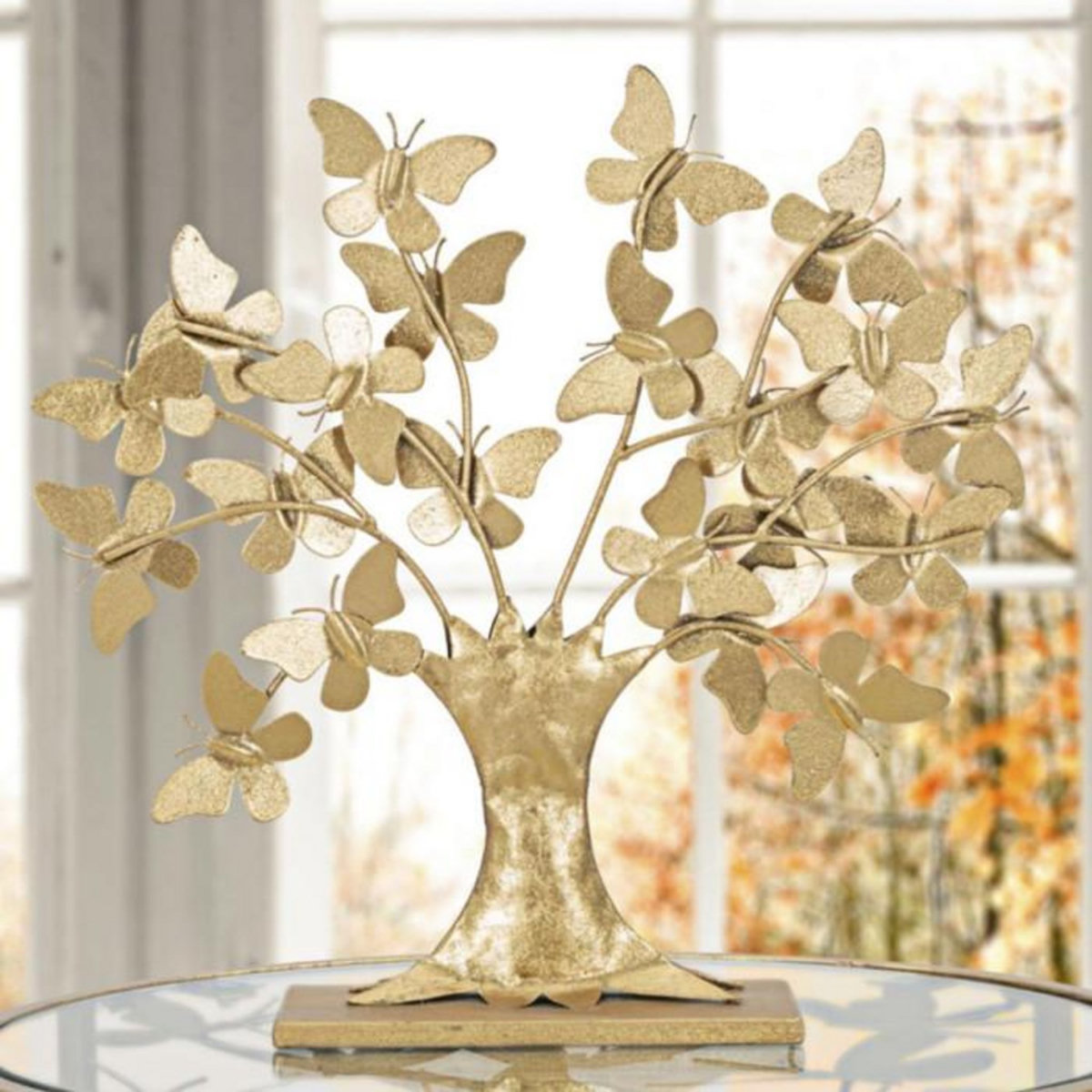 Paris Prix Arbre Déco en Métal  Papillons  31cm Or