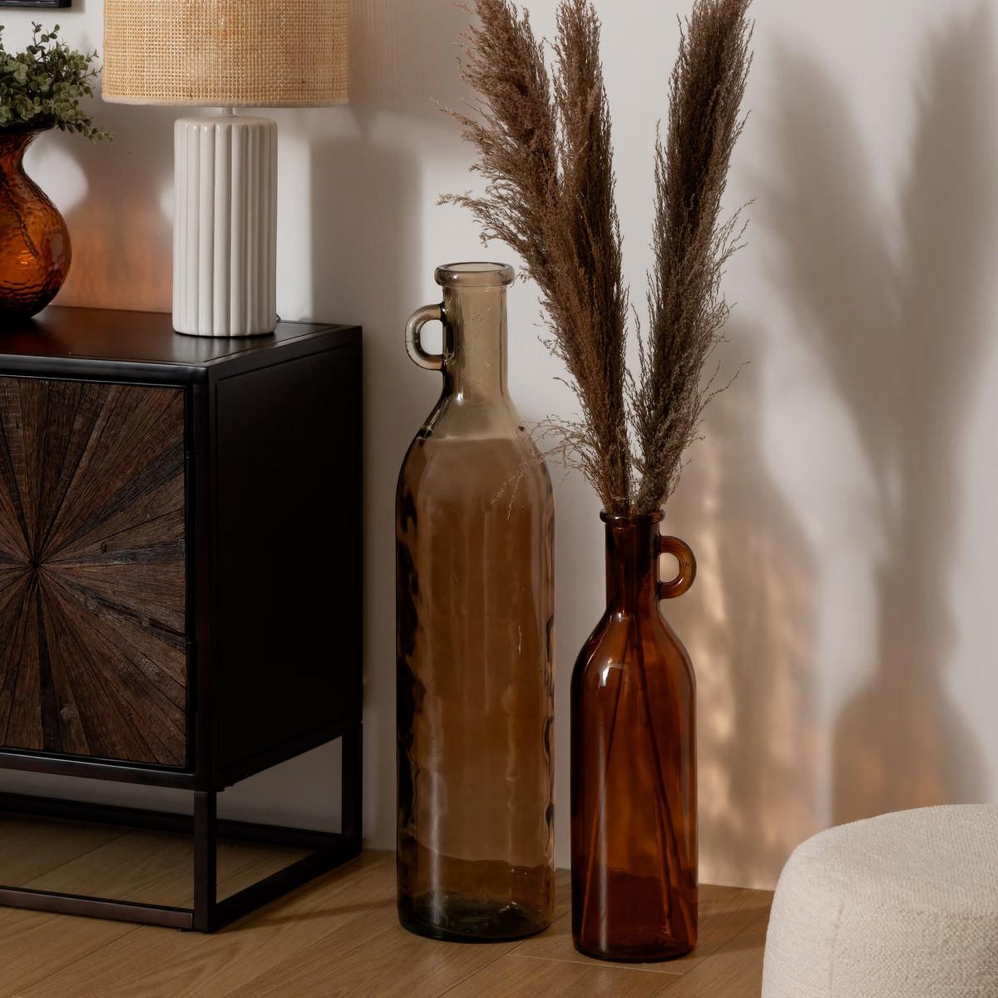 Voir la diapositive 2 : ATMOSPHERA Vase bouteille en verre  yana  75cm rose clair