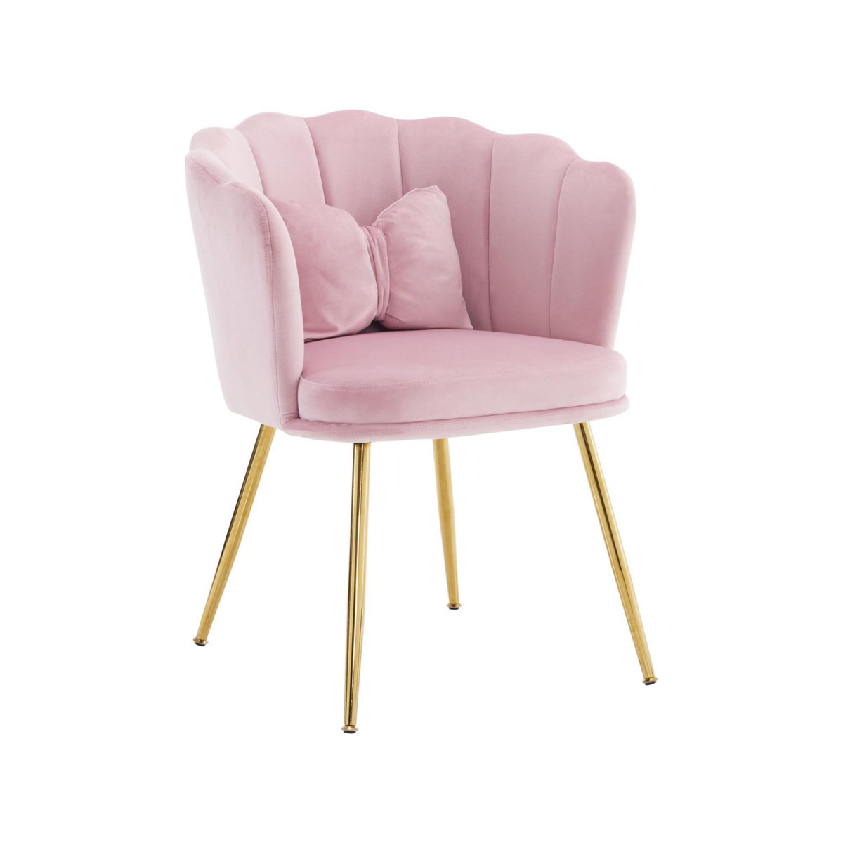 MERAX Fauteuil Fixe Avec Coussin Papillon Et Pieds En Métal Rose