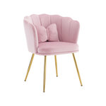 MERAX Fauteuil Fixe Avec Coussin Papillon Et Pieds En Métal Rose