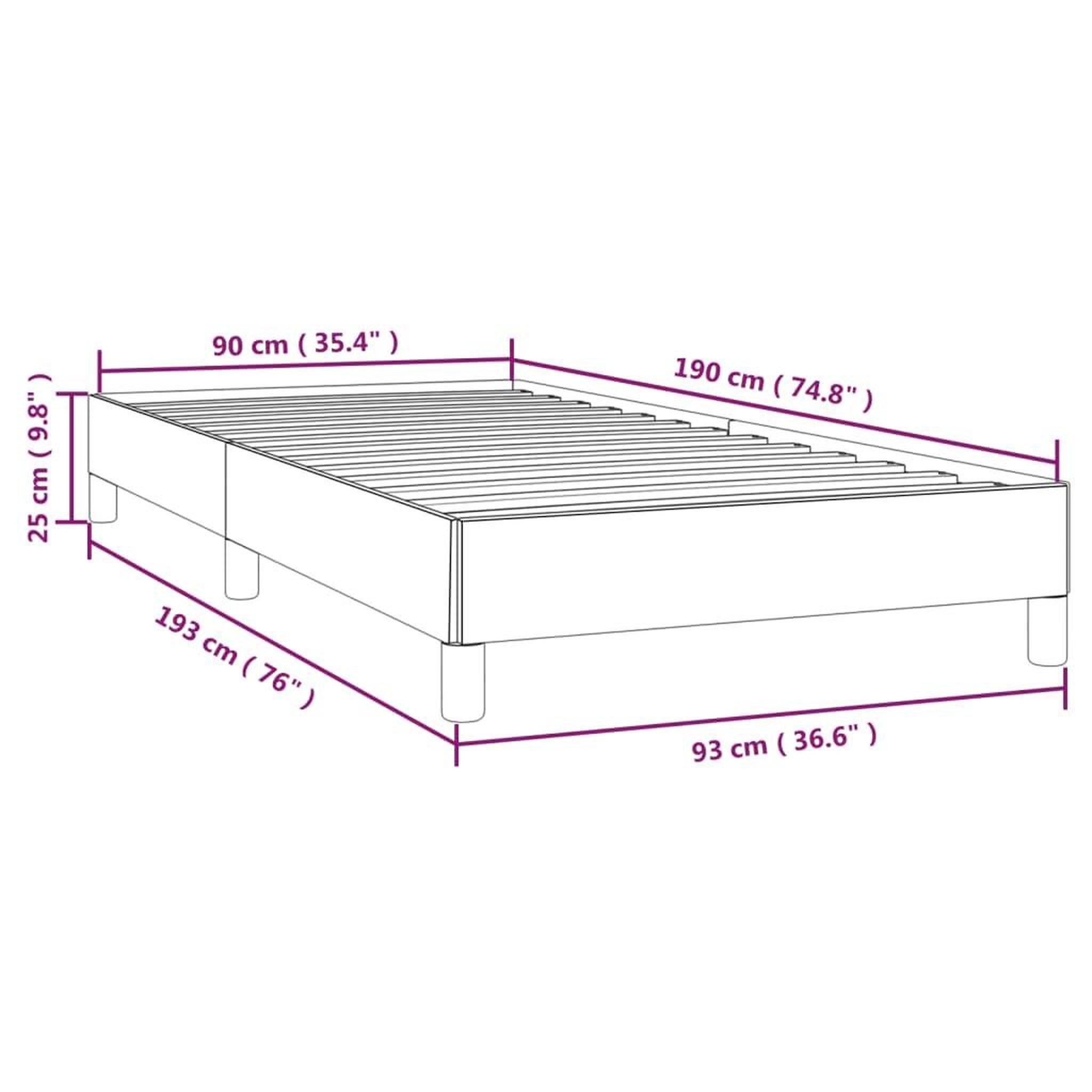 Voir la diapositive 6 : VIDAXL Cadre de lit sans matelas noir 90x190 cm similicuir