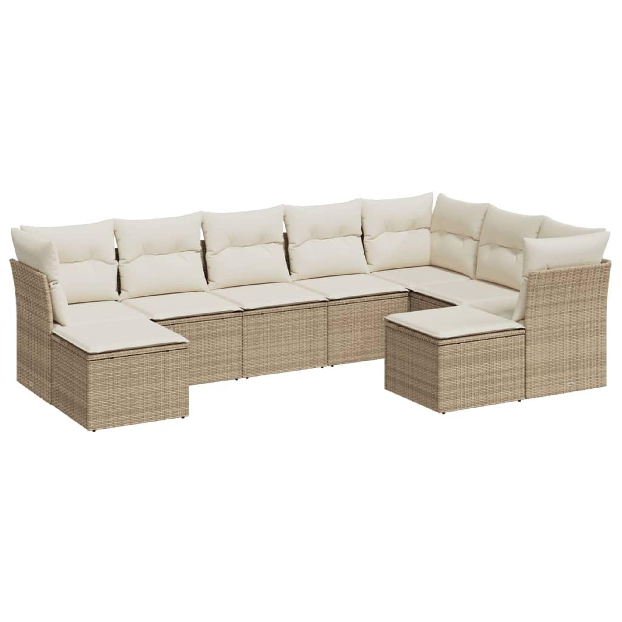 Voir la diapositive 2 : VIDAXL Salon de jardin avec coussins 9 pcs beige resine tressee