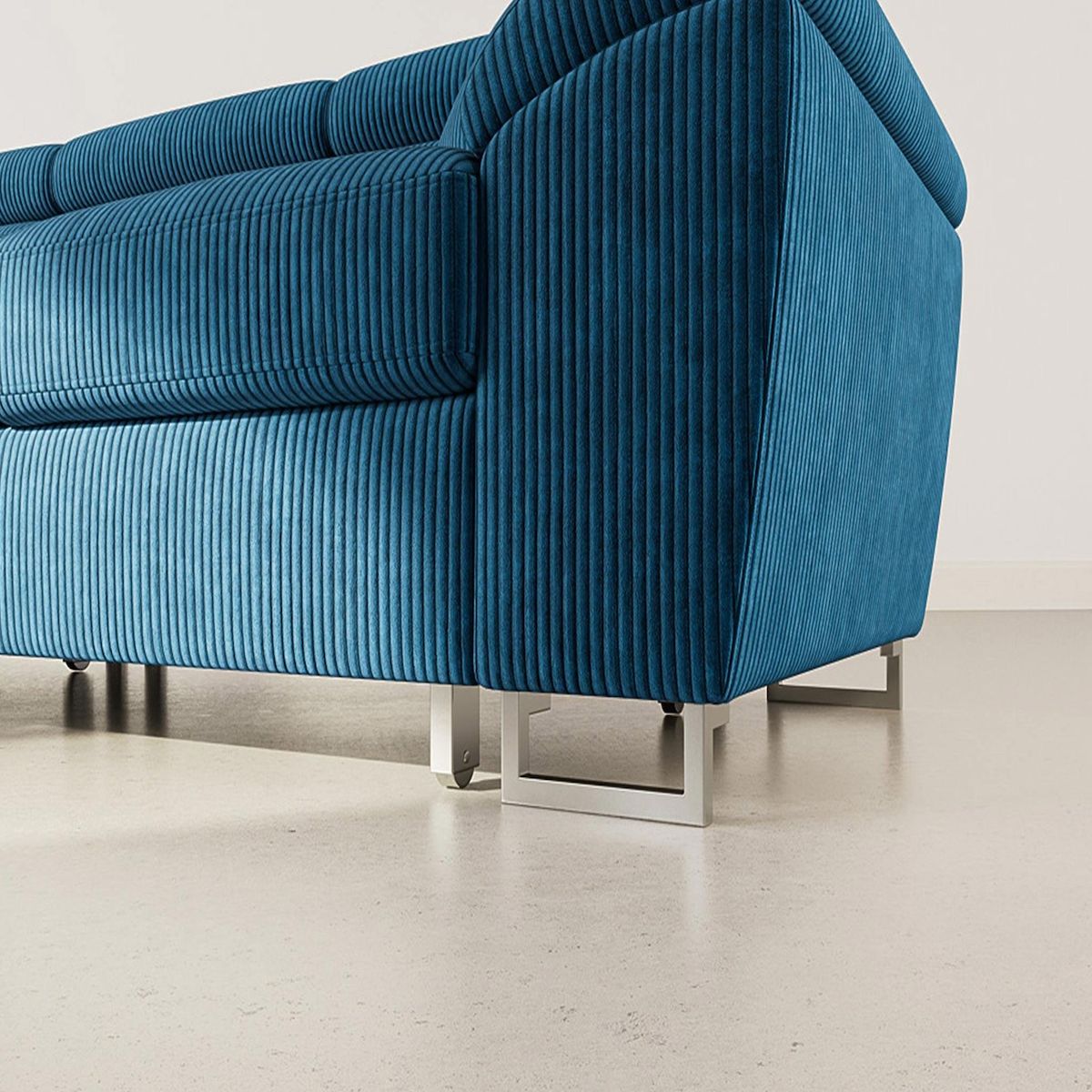 BEST MOBILIER Baoji - canapé d'angle gauche 5 places convertible avec têtières et coffre en velours côtelé