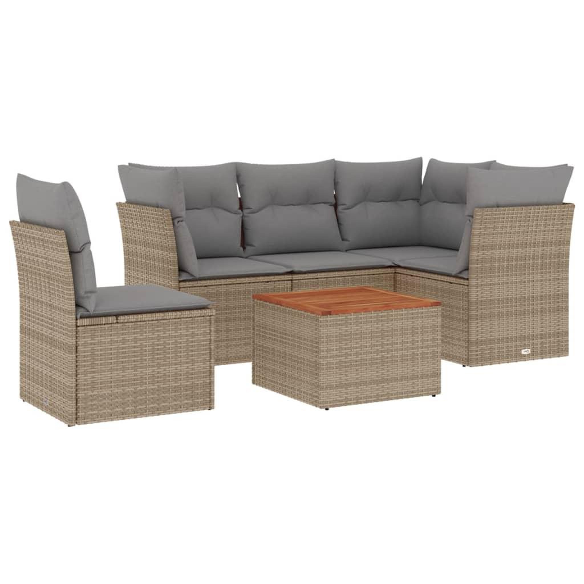 Voir la diapositive 2 : VIDAXL Salon de jardin avec coussins 6pcs melange beige resine tressee