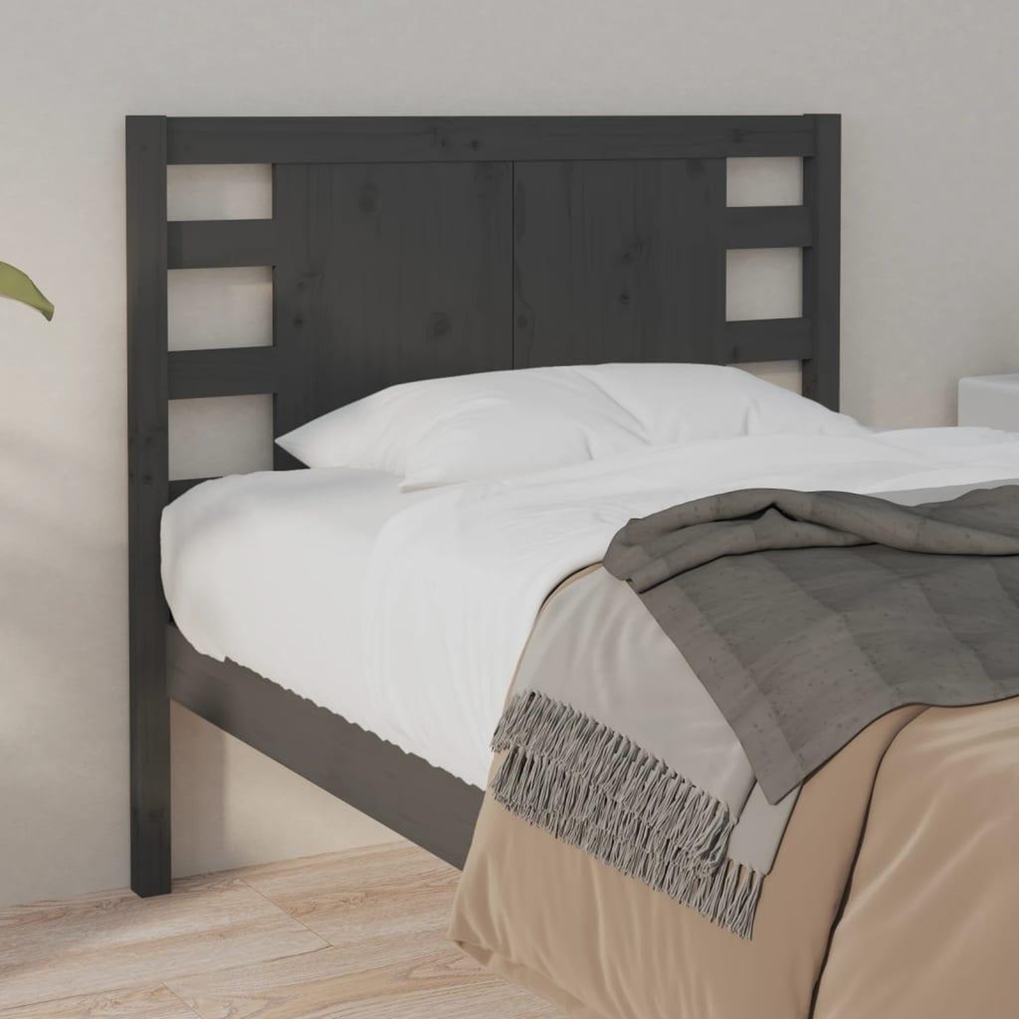 Voir la diapositive 4 : VIDAXL Tete de lit Gris 96x4x100 cm Bois massif de pin