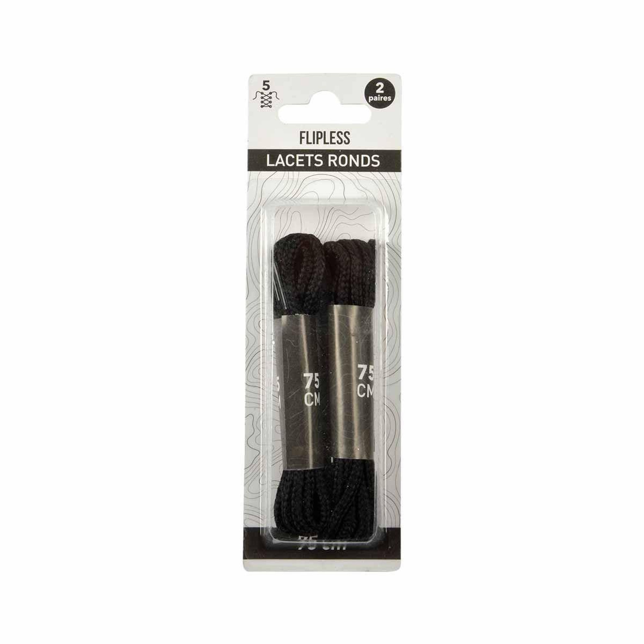 Voir la diapositive 2 : FLIPLESS Lot de 2 Paires de Lacets  Ronds  75cm Noir