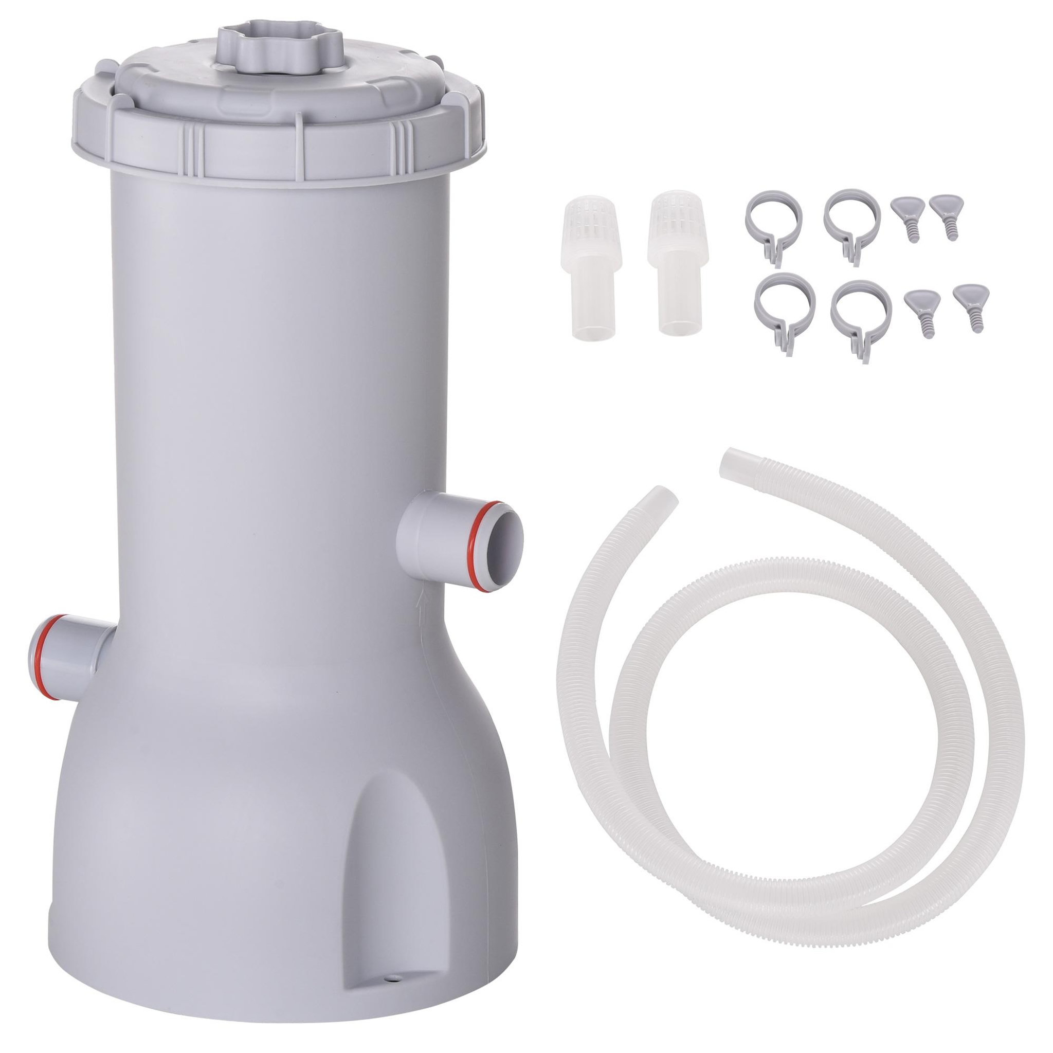 Voir la diapositive 1 : OUTSUNNY Pompe de filtration épurateur à cartouche pour piscine hors sol 3785 L/h 90 W blanc