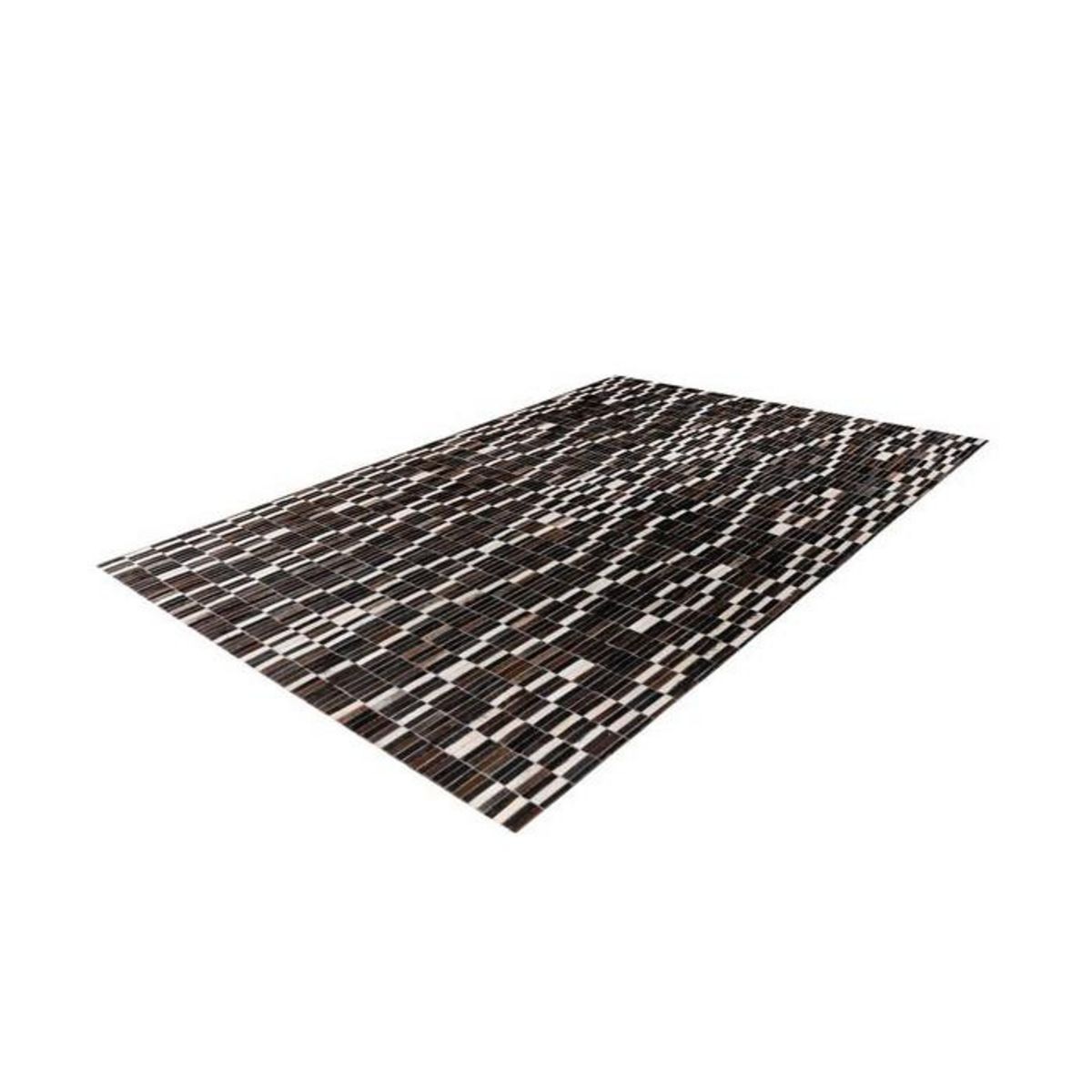 Paris Prix Tapis Fait Main en Cuir  Lavin  Noir & Blanc