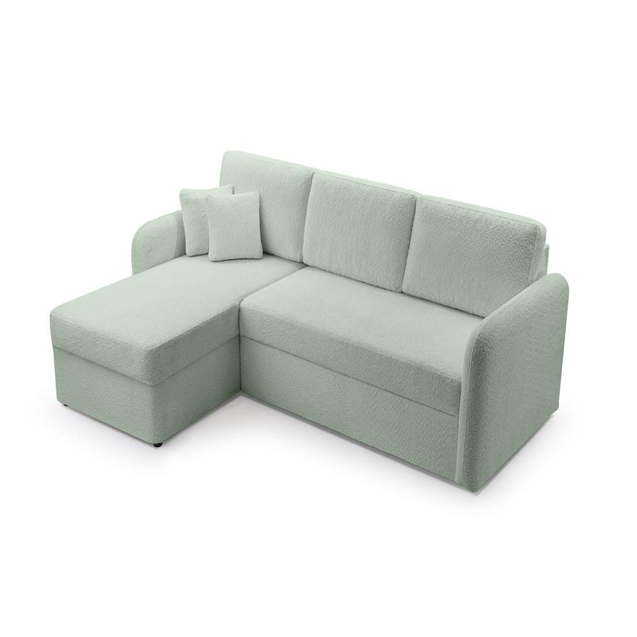 Voir la diapositive 2 : BEST MOBILIER Pocatello - canapé d'angle réversible 4 places - convertible avec coffre - en tissu bouclette
