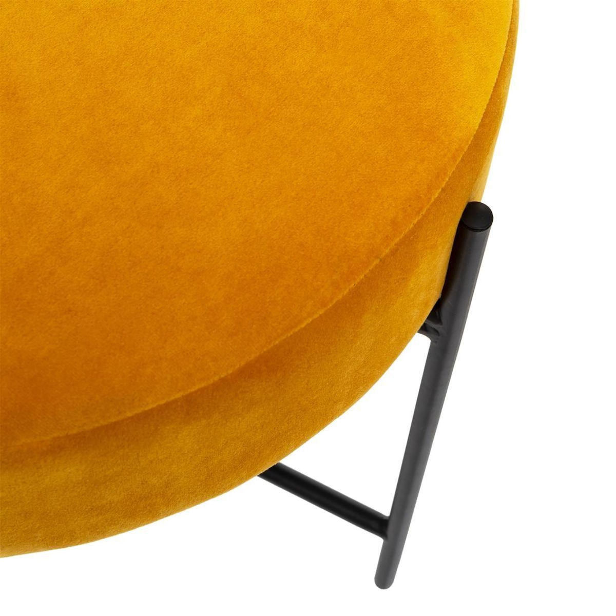 ATMOSPHERA Tabouret Rond en Velours  Arty  47cm Ocre