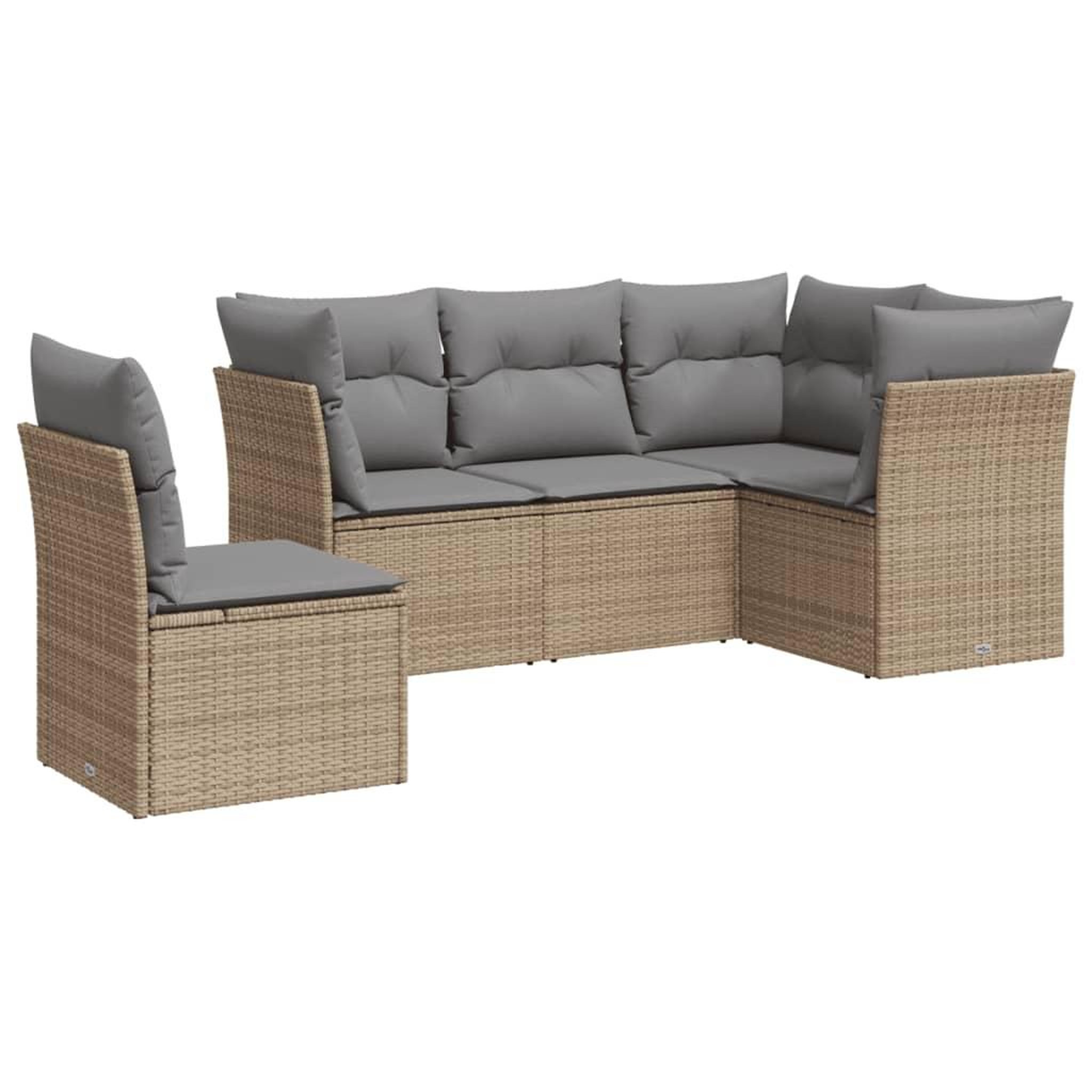 Voir la diapositive 2 : VIDAXL Salon de jardin avec coussins 5 pcs beige resine tressee