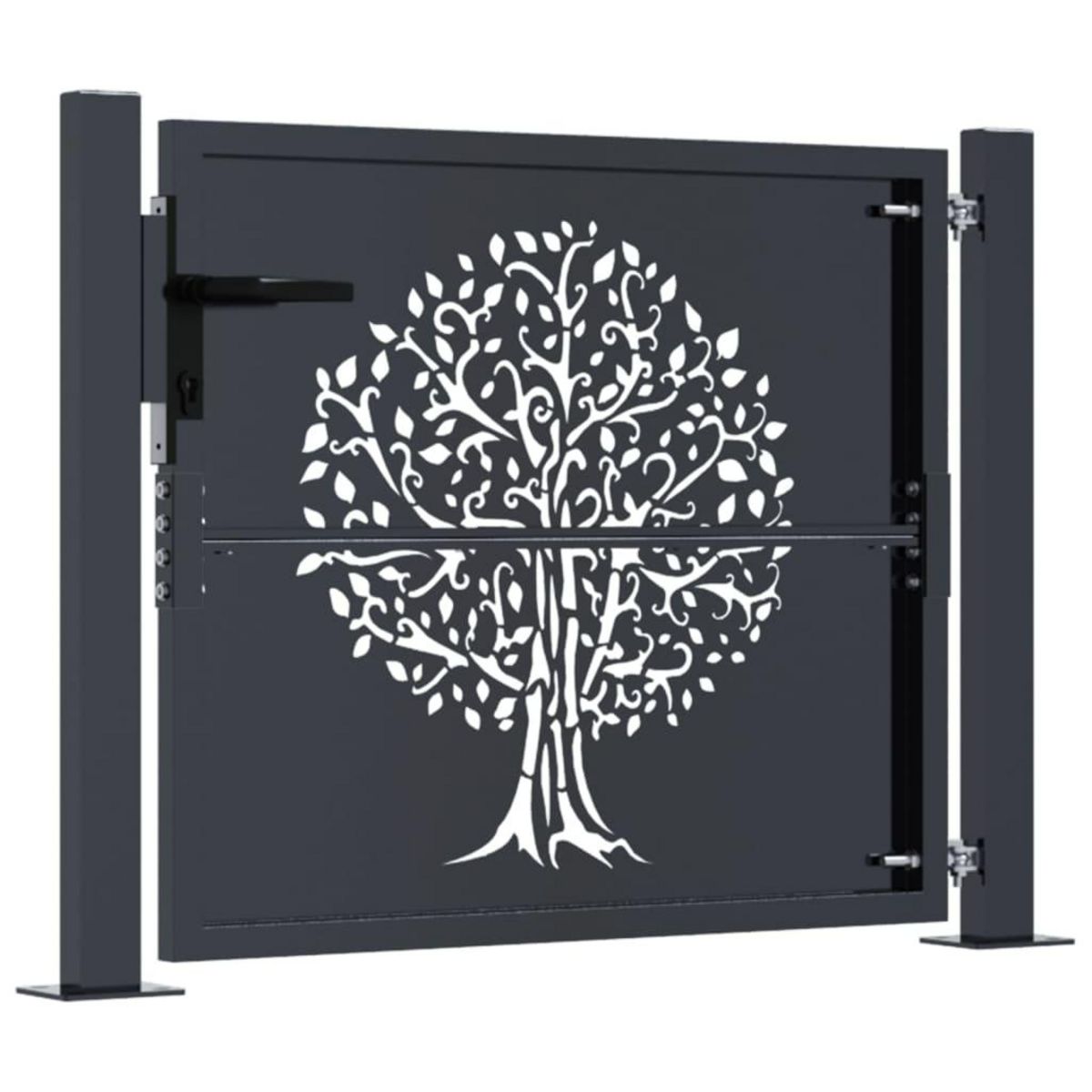 VIDAXL Portail de jardin anthracite 105x80 cm acier conception d'arbre