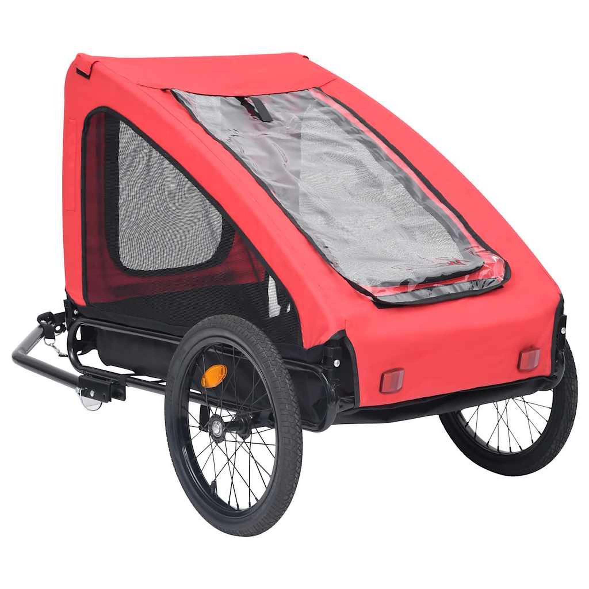 Voir la diapositive 5 : VIDAXL Remorque de velo pour animaux de compagnie rouge et noir