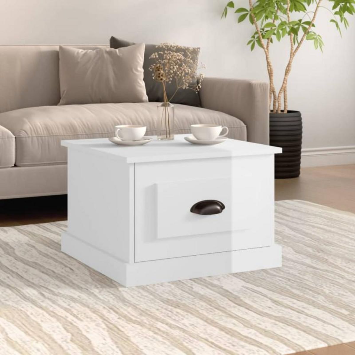 VIDAXL Table basse blanc brillant 50x50x35 cm bois d ingénierie