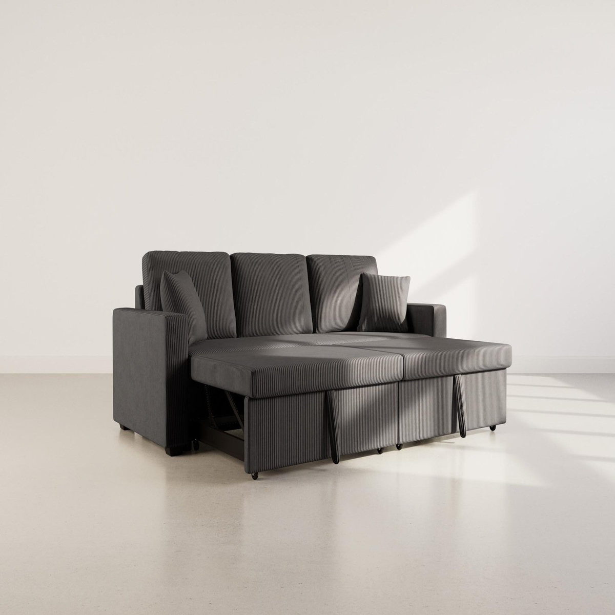 BEST MOBILIER Cyrus - canapé droit 3 places convertible en velours côtelé