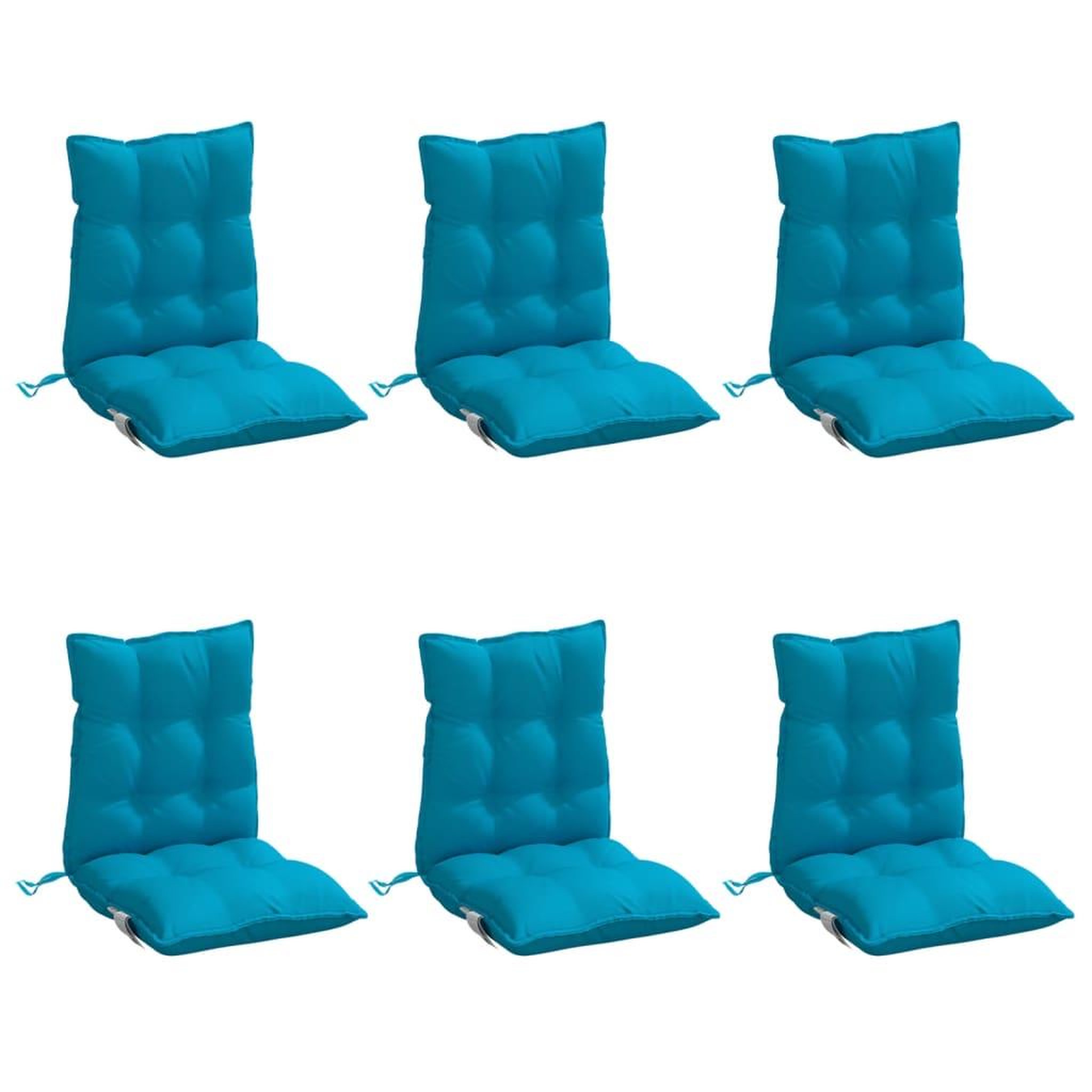Voir la diapositive 3 : VIDAXL Coussins de chaise a dossier bas lot de 6 bleu clair