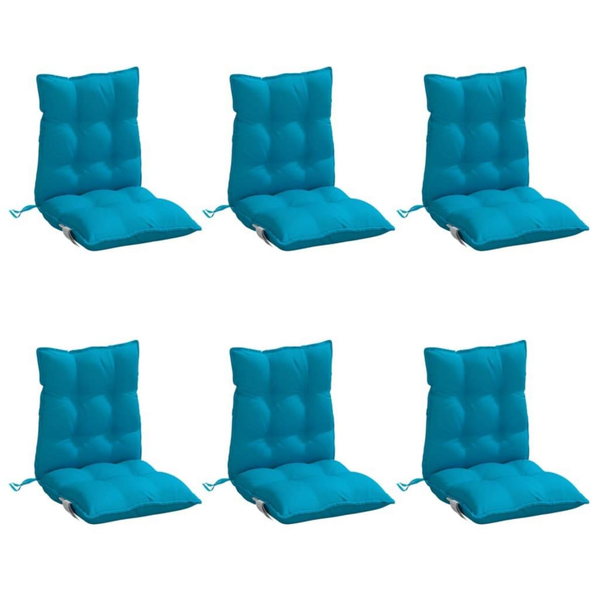 VIDAXL Coussins de chaise a dossier bas lot de 6 bleu clair
