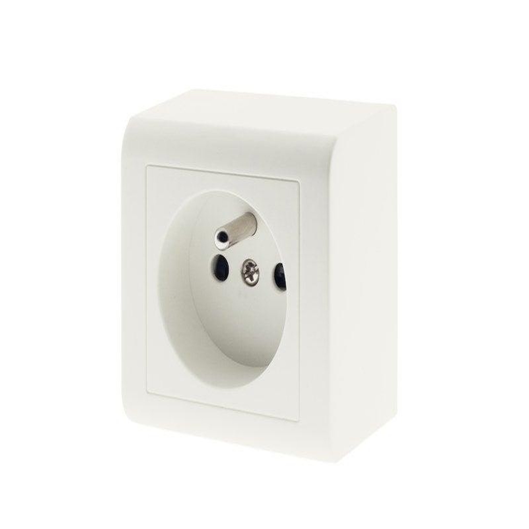 ZENITECH Prise avec terre saillie, complet Besto, blanc
