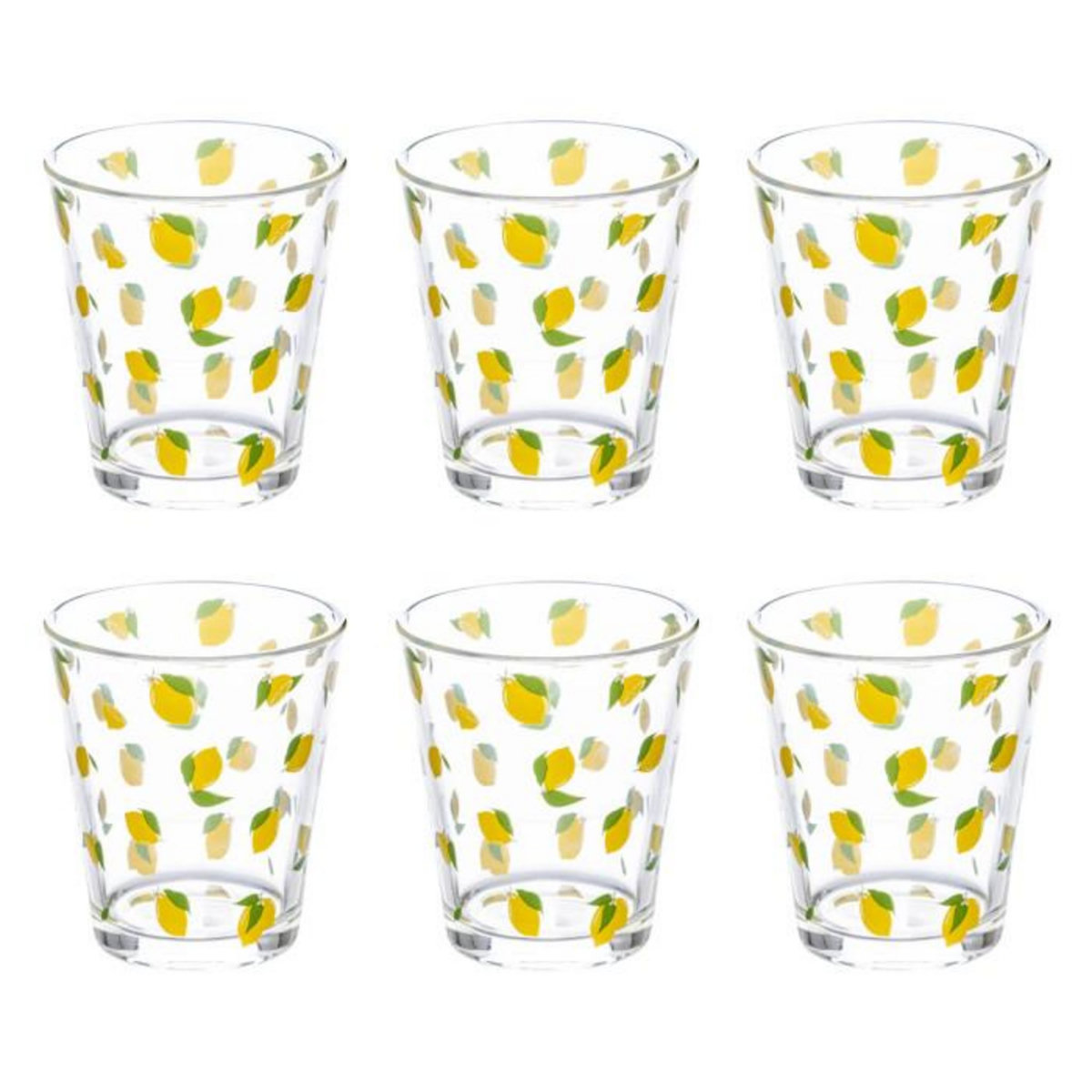 SECRET DE GOURMET Lot de 6 Gobelets Bas en Verre  Citrons  33cl Multicolore