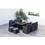 Voir la diapositive 2 : CONCEPT USINE Table et chaises 10 places encastrables en résine noir-gris MONACO