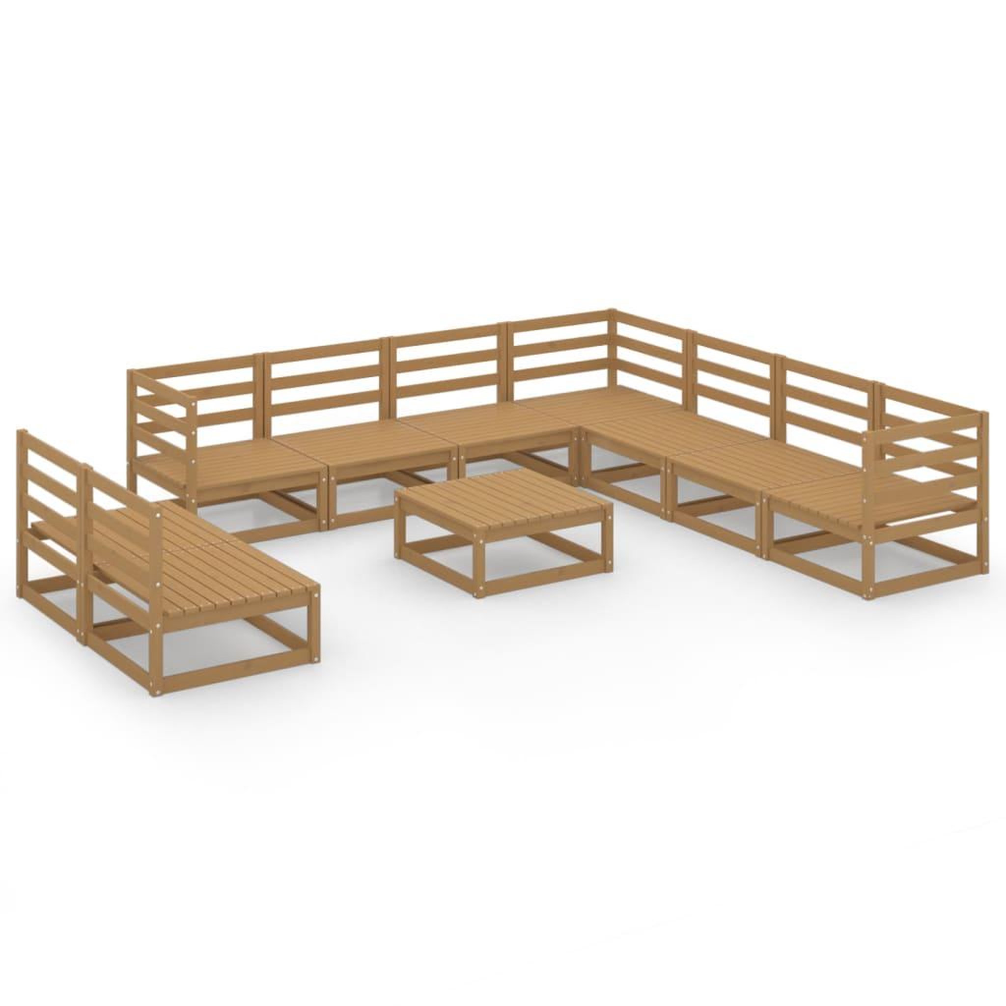 Voir la diapositive 2 : VIDAXL Salon de jardin 10 pcs marron miel bois de pin massif