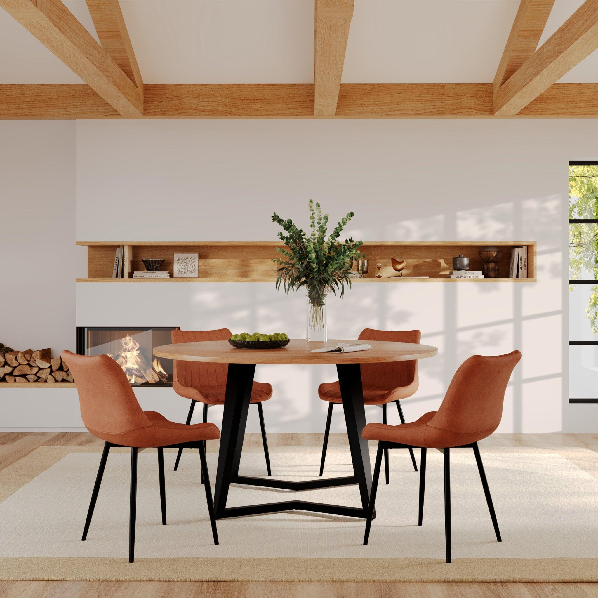 Voir la diapositive 5 : MAISON PAVANE Table ronde 6 personnes en bois d'acacia et métal 140 cm-moorea