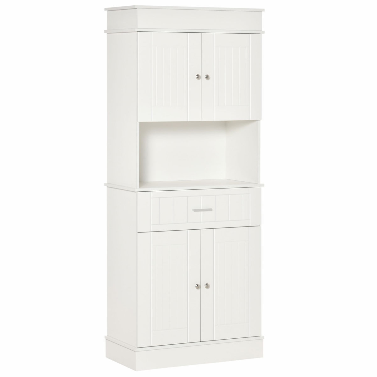 HOMCOM HOMCOM Armoire de cuisine contemporaine multi-rangement 4 portes tiroir coulissant et grand plateau dim. 74L x 39l x 183H cm panneaux particules MDF blanc