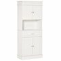 Voir la diapositive 1 : HOMCOM HOMCOM Armoire de cuisine contemporaine multi-rangement 4 portes tiroir coulissant et grand plateau dim. 74L x 39l x 183H cm panneaux particules MDF blanc